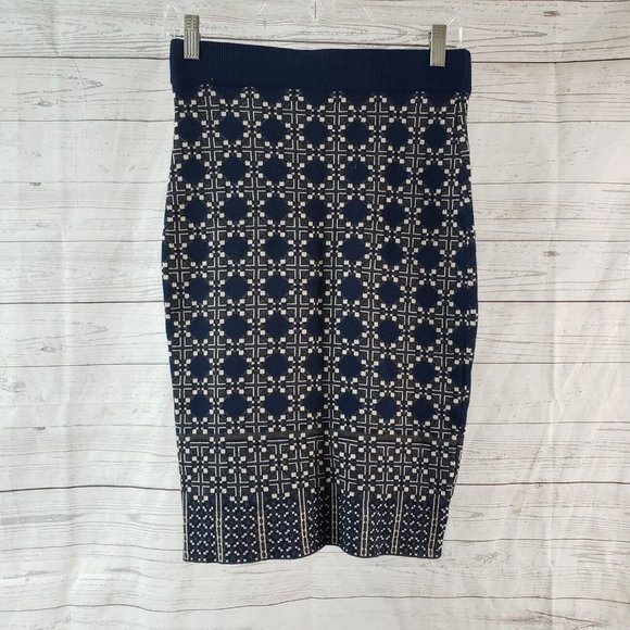 Max Studio Womens Knit Pull On Skirt Sz XS Blue Gray Rayon Blend - Picture 2 of 3